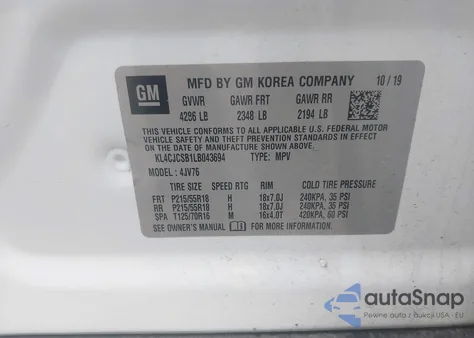 2020 Buick Encore Fwd Essence z USA, uszkodzony, nr VIN KL4CJCSB1LB043694